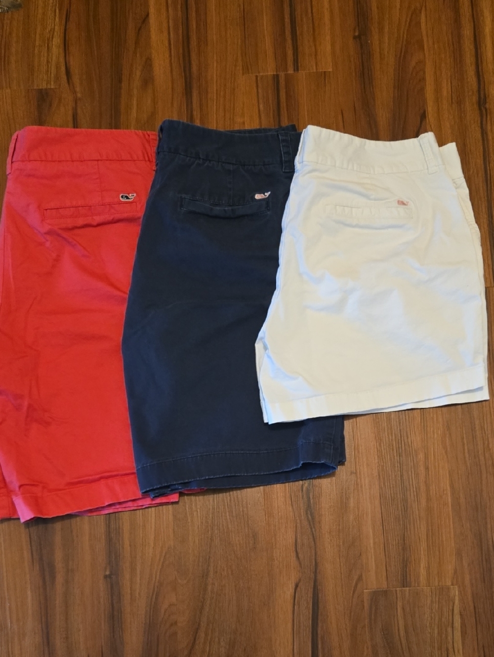 Vineyard Vines Trio of Coral, Navy & White Chino Shorts, 12